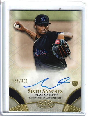2021 Topps Tier One Sixto Sanchez Break Out Rookie Auto /300 RC - Image 1 of 2