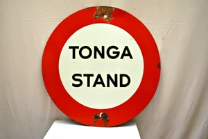 Vintage Tonga Stojak Porcelana Emaliowany Znak transportowy Indie Rzadki 61cm - Zdjęcie 1 z 4