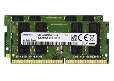 Samsung 2x16GB PC4-21300 DDR4 2666 MHz SODIMM Laptop Memory RAM M471A2K43CB1-CTD - Image 1 of 2