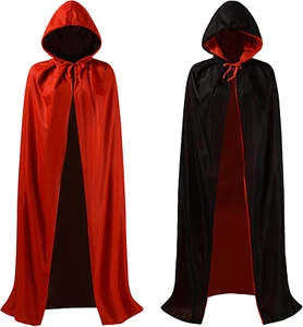 Black and Red Reversible Halloween Christmas Cloak Masquerade Party Cape Costume - Picture 1 of 12