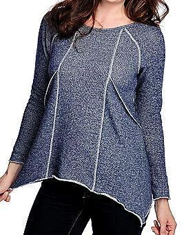 NEW OSO Casuals™ French Terry Long Sleeved Sharkbite Hem Seamed Top SZ M - Image 1 of 1