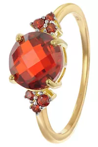 TRENDOR Schmuck Damenring 925 Silber Vergoldet Mit Synthetischem Granat 28098 - Bild 1 von 4