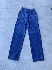 Vintage Rumble Seats Women’s 22x30 Pinstripe Denim High Waist Blue Jeans - Picture 1 of 7