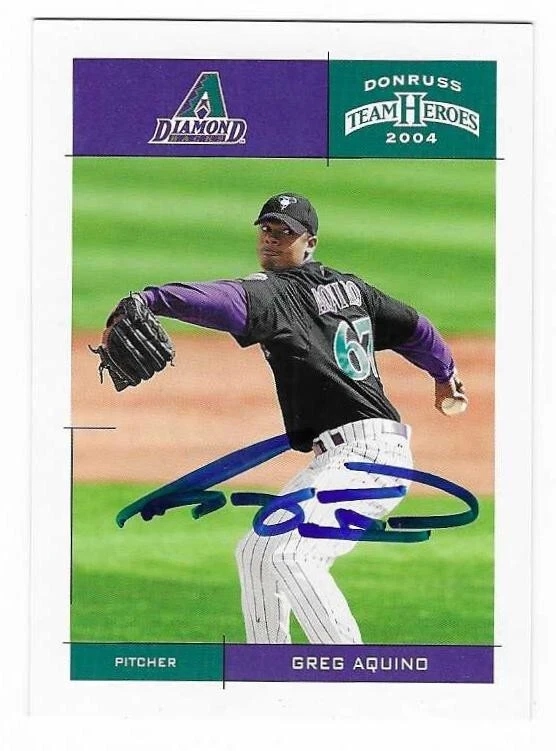 GREG AQUINO 2004 DONRUSS AUTOGRAPHED SIGNED # 25 ARIZONA DIAMONDBACKS - Image 1 of 1