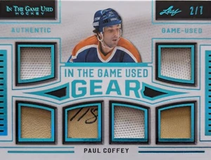 🔥#/7 PAUL COFFEY 6 RELICS 2020-21 LEAF IN THE GAME USED JERSEY ITG JERSEY GEAR - Picture 1 of 9