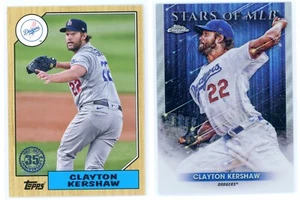 2022 Topps Series 1 - Clayton Kershaw 2 Card Lot Insert #SMLBC-28 T87-38 Dodgers - Picture 1 of 2
