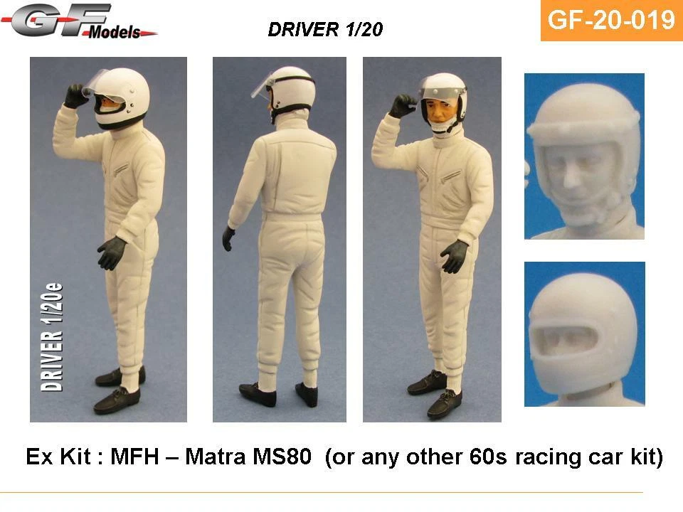 GF MODELS 20-019 DRIVER (FIGURINO PILOTA) - KIT MONTAGGIO 1/20 RESINA - Immagine 1 di 1