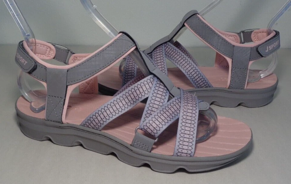 JSport by Jambu Size 10 M KAIA Grey / Pink Geometric Sandals Women's Shoes