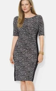 Vestido para mujer Lauren Ralph Lauren talla 4 fruncido estampado en bloques de colores jersey tejido - Imagen 1 de 10