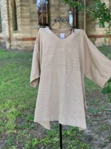 CLT248 Mocha Small NWT Match Point Linen Shirt Tunic Kimono HLT248 Crinkle Brown - Picture 1 of 5