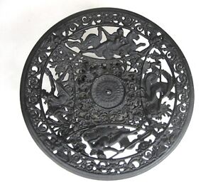 Vintage IRON ART Cast Iron Footed Bowl with Greek Figures