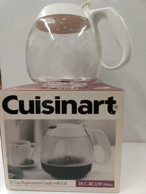 CUISINART #DCC-RC12W 12 CUP WHITE CARAFE W LID  FOR DCC200, DCC270 COFFEEMAKERS - Image 1 of 2