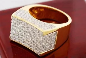 Mens Pinky Ring 1.81ct Cubic Zirconia Ring 14K White Gold Plated 925 Silver - Picture 1 of 5