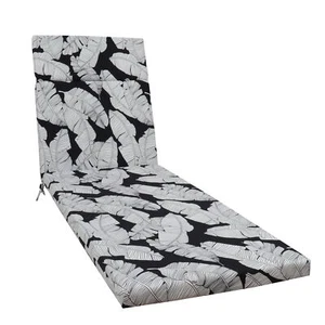 2 Pcs Set Chaise Lounge Chair Cushion with Ties, 75" x 22.8" x 2", Black/LeafTn - Picture 1 of 7