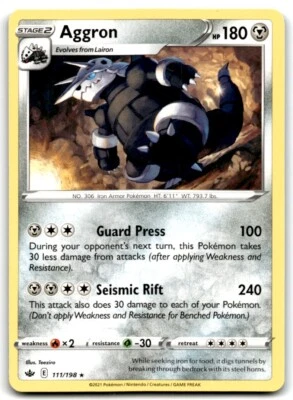 2021 Sword & Shield - Chilling Reign Aggron 1 Stage 2/Rare #111 - Image 1 of 2