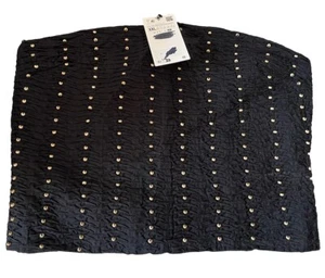 BNWT Zara Size XXL 16 Black Beaded Strapless Shirred Back Bustier Top New - Picture 1 of 3