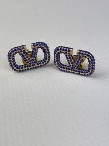 Klassische Valentino Gold Plated V Logo Classic Ohrstecker Retro Made in Italy - Bild 1 von 5