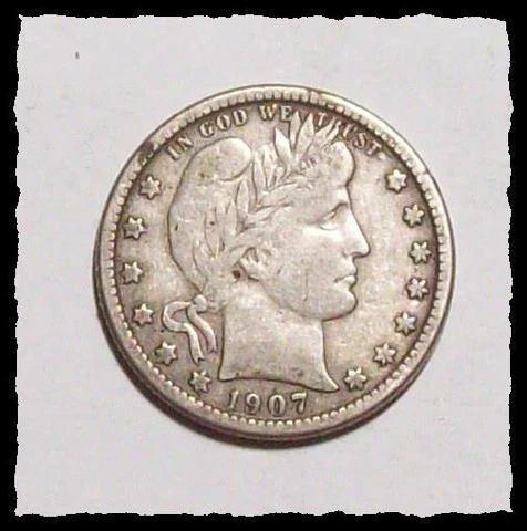1907-O  BARBER QUARTER  ORIGINAL Sharp VF+    #11D4 Cover