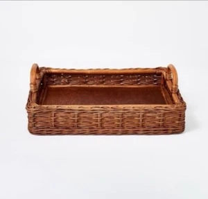 Threshold Studio McGee Handcrafted Ratan Wicker Tray 18”x14.25”x5.23” - Picture 1 of 5