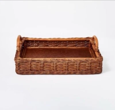 Threshold Studio McGee Handcrafted Ratan Wicker Tray 18”x14.25”x5.23” - Image 1 of 4