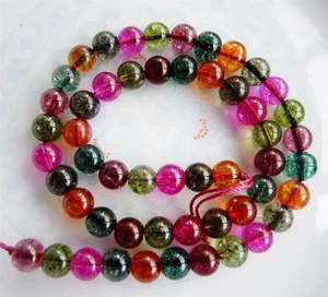 6mm Multicolored Round Tourmaline Gemstone Loose Beads 15" Strand - Picture 1 of 1