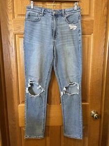 Pantalones de mezclilla desgastados para mujer AS66 American Eagle Mom 8 largos - Imagen 1 de 4