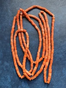 38 gr Antique Vintage Ukrainian Coral Beads Natural Undyed Coral Necklace - Picture 1 of 16