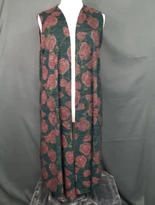 LuLaRoe Pullover Weste groß grün rosa Blumen vorne offen lang Staubtuch Boho künstlerisch - Bild 1 von 13