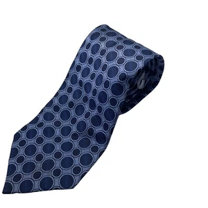 Valentino by Aurelio Mens Tie 100% Silk Blue Circles Designer - Picture 1 of 7