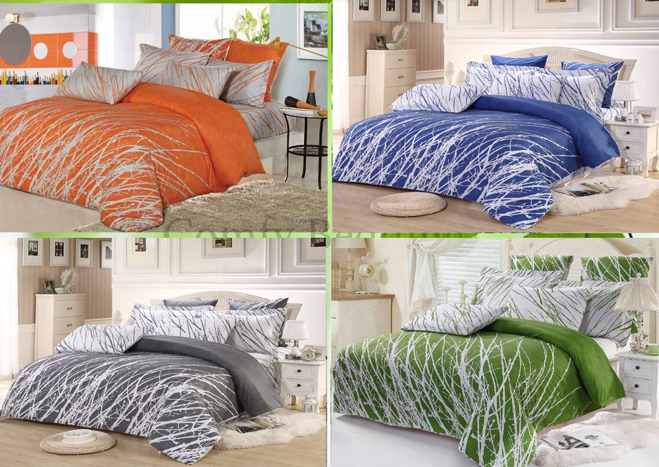 Trees Sheet Set: 1 Fitted Sheet, 1 Flat Sheet & 2 Pillowcases, Full/Queen/King - Image 1 of 1