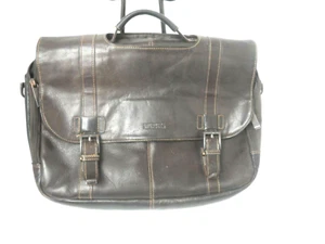 Kenneth Cole Reaction Brown Full Grain Leather Messenger Briefcase Laptop Bag  - Picture 1 of 10
