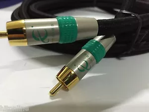 New Ethereal High End 24K GOLD Single RCA Sub woofer Cable 4m Green - Picture 1 of 2