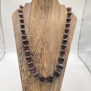 "Collar vintage graduado con cuentas ámbar cereza roja 26""" - Imagen 1 de 23