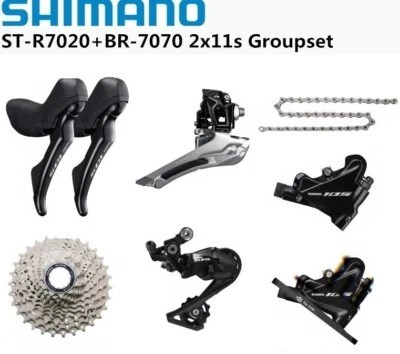 New Shimano 105 R7000/R7020 Groupset 2x11-Speed Hydraulic Brakes W/O Crankset&BB - Image 1 of 4