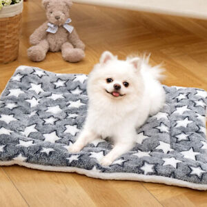 Warm Plush Pet Bed Mat Gray Washable Calming Cushion Soft Pad Mat Sleeping Bed
