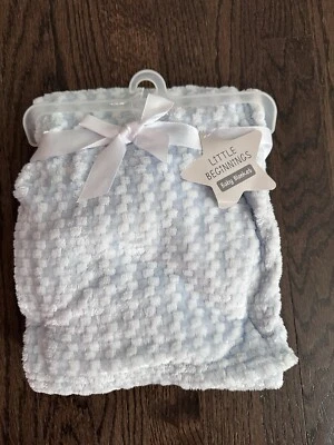 Little Beginnings Nueva Manta Minky Bebé Azul A Cuadros Manta Suave 30x36” Nueva con Etiquetas Foto 1 de 4