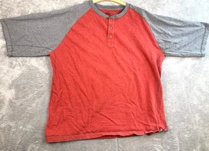 Camisa Henley Raglán RedHead XL Roja Gris 3 Botones 100% Algodón para Hombre - Imagen 1 de 8