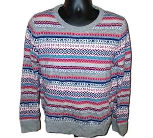 GAP  wool 50%  Crewneck Stripe Patterns Knit Sweater Junior Women XL Super Soft  - Picture 1 of 11