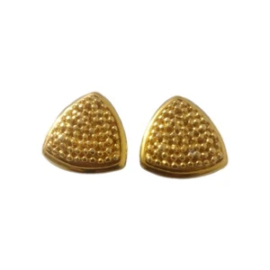 VINTAGE GOLD GESCHWUNGENE DREIECKE CLIP AUF OHRRINGE MODESCHMUCK - Bild 1 von 4