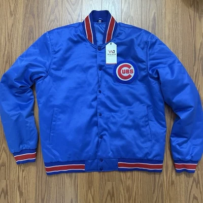 Cubs Bomber Jacket Satin XL Wilson Blue Patch NWT - Image 1 of 4