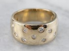 Round Cut White Diamond 10K Yellow Gold Over Wedding Anniversary Wide Band Ring