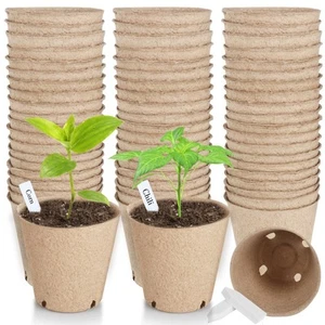 65 Pcs Organic Peat Pots, 3.15 Inch Nursery Pot, Round Plant Seedling Pots wi... - Picture 1 of 8