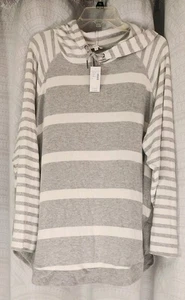  Neu MAURICES Gr. 2XL Hoodie weiß/grau gestreift Pullover kuschelig Langarm T19 - Bild 1 von 6