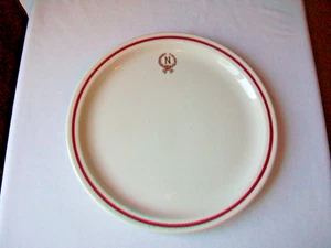 De colección. PLATO DE CENA WALKER CHINA RESTAURANTE VAJILLA BLANCO ROJO RAYA 9" "N" MONOGRAMA - Imagen 1 de 4