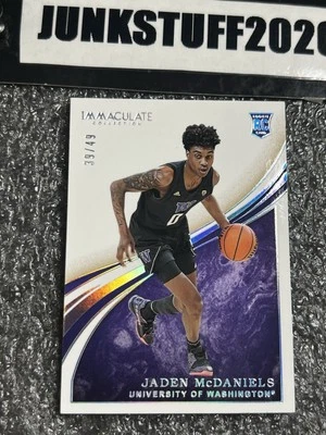 2020-21 Panini 39/49 Jaden McDaniels Immaculate Collegiate 16 Rookie holo Silver - Image 1 of 4