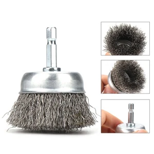 2Pc 2in Wire Brush Wheels Cup Brush 6mm Hexagonal Rod Stainless Steel Brush Tool - Picture 1 of 12