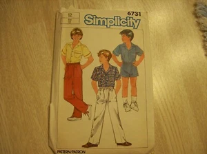 VINTAGE SIMPLICITY PATTERN - UNCUT, NEVER USED - BOY'S SIZE 12, #6731 - Picture 1 of 2