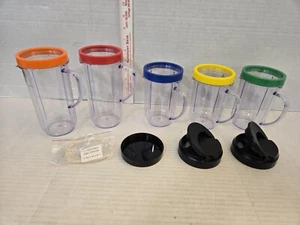 NEW Magic Bullet Blender Mugs Cups Lip Rings & Lids Replacement FREE SHIPPING - Picture 1 of 8