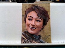 AHSOKA SABINE WREN LEIA STAR WARS ORIGINAL HAND MADE DRAWING SKETCH CARD ACEO