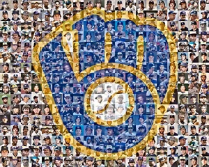 Milwaukee Brewers Photo Mosaic 200+ Player, Man Cave Baseball Gift Wall Print - Picture 1 of 6
